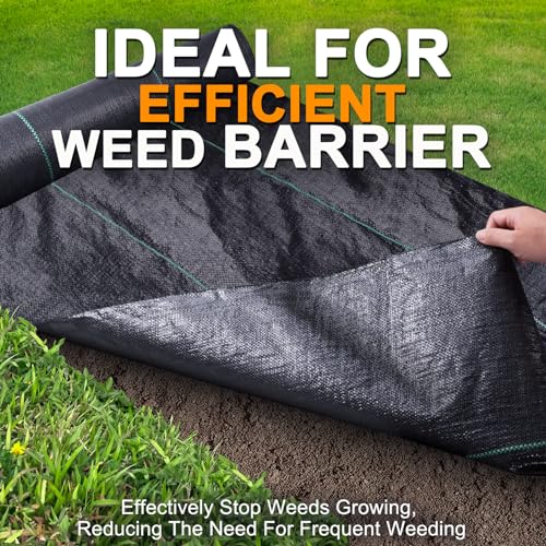 Premium Weed Control Garden Fabric 4FT x 50FT, Durable Woven Geotextile, Breathable Mulch Cover for Landscape Weed Bloc