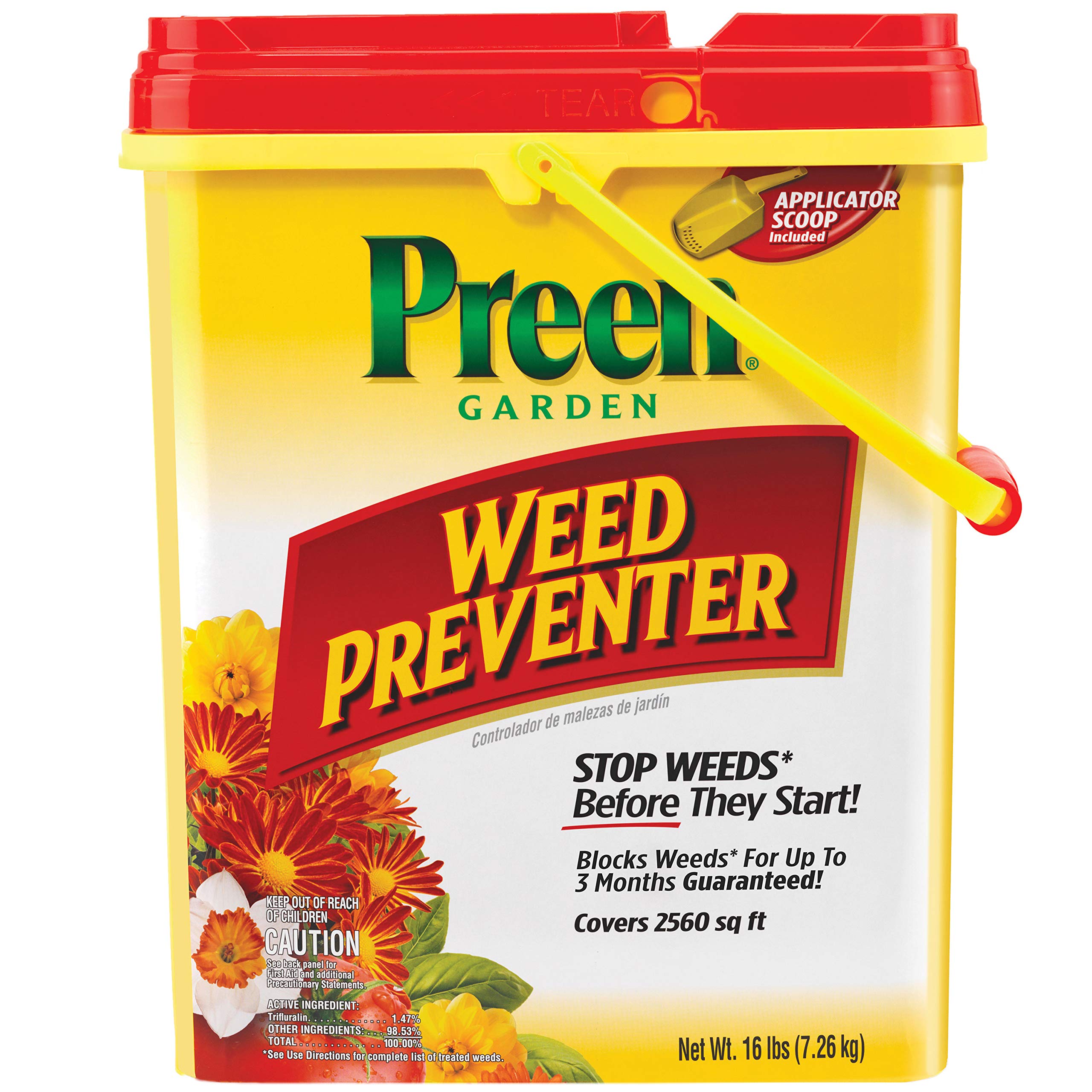 Preen Garden Weed Preventer 16 lb. Pail for Lawn & Garden Covers 2,560 sq. ft. Safe for Use on Lawns & Flower Beds Weed 